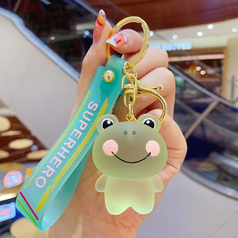 Cartoon Crystal Bear Key Chain Transparent Keyfob Cute Frog Animal Keyring Backpack Pendant Couple Women Men Gift Car Keychain